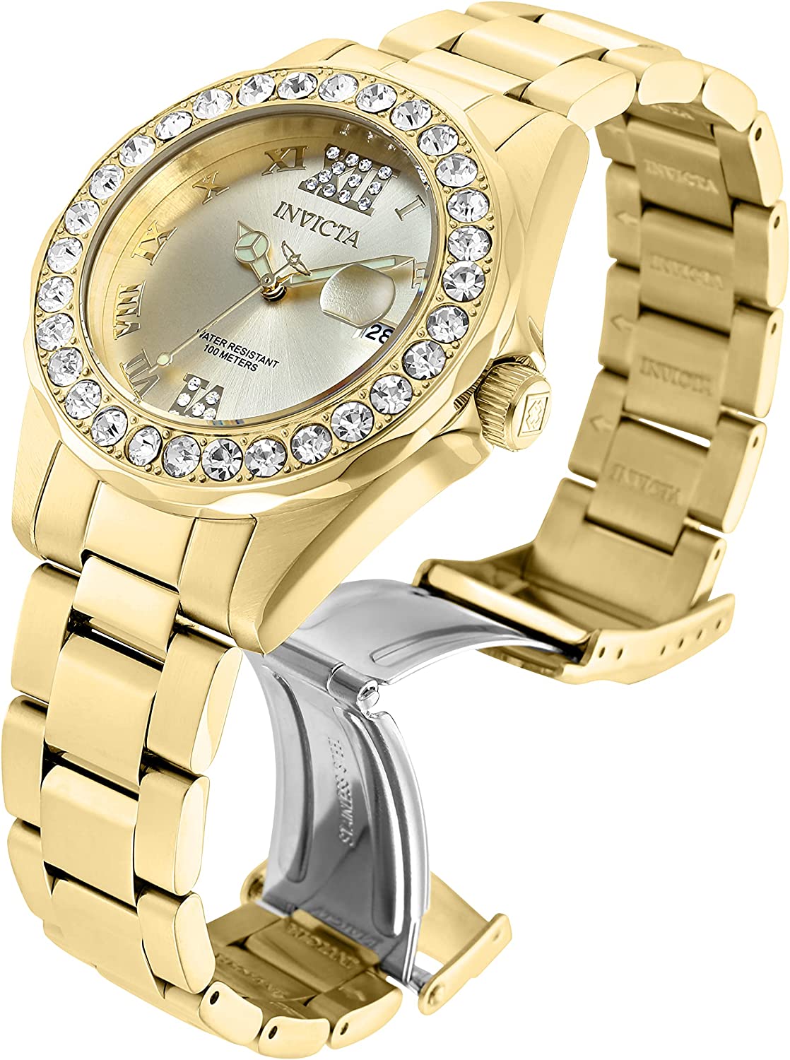 Invicta Women's Pro Diver Crystal Accented 18k Ion-Plated Stainless Steel Watch - Image 2